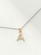 litera naszyjnik srebro 925 pozłacane 18K z błyszczącymi cyrkoniami detal SORELI